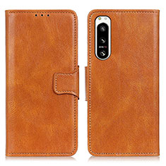 Leather Case Stands Flip Cover Holder M09L for Sony Xperia 5 IV Brown