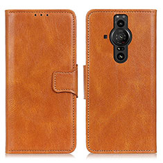 Leather Case Stands Flip Cover Holder M09L for Sony Xperia PRO-I Brown