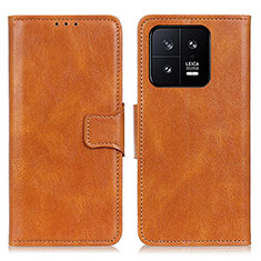 Leather Case Stands Flip Cover Holder M09L for Xiaomi Mi 13 Pro 5G Brown