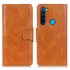 Leather Case Stands Flip Cover Holder M09L for Xiaomi Redmi Note 8 (2021) Brown