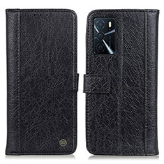 Leather Case Stands Flip Cover Holder M10L for Oppo A16 Black