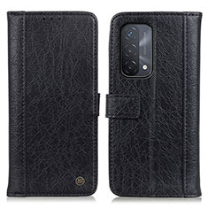 Leather Case Stands Flip Cover Holder M10L for Oppo A74 5G Black