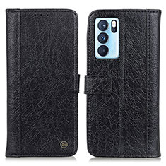 Leather Case Stands Flip Cover Holder M10L for Oppo Reno6 Pro 5G India Black