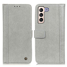 Leather Case Stands Flip Cover Holder M10L for Samsung Galaxy S21 5G Gray