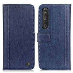 Leather Case Stands Flip Cover Holder M10L for Sony Xperia 1 III Blue