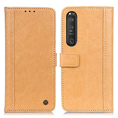 Leather Case Stands Flip Cover Holder M10L for Sony Xperia 1 III Khaki