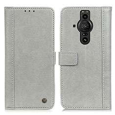 Leather Case Stands Flip Cover Holder M10L for Sony Xperia PRO-I Gray