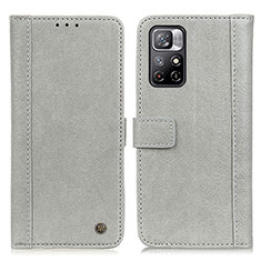 Leather Case Stands Flip Cover Holder M10L for Xiaomi Redmi Note 11S 5G Gray