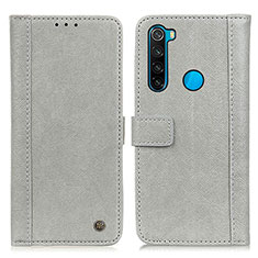 Leather Case Stands Flip Cover Holder M10L for Xiaomi Redmi Note 8 (2021) Gray