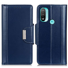 Leather Case Stands Flip Cover Holder M11L for Motorola Moto E20 Blue