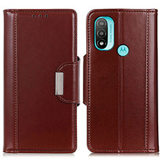 Leather Case Stands Flip Cover Holder M11L for Motorola Moto E30 Brown
