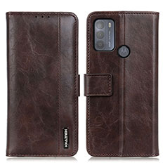Leather Case Stands Flip Cover Holder M11L for Motorola Moto G50 Brown