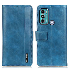 Leather Case Stands Flip Cover Holder M11L for Motorola Moto G60 Blue