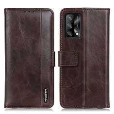 Leather Case Stands Flip Cover Holder M11L for Oppo A74 4G Brown