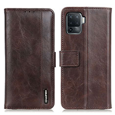 Leather Case Stands Flip Cover Holder M11L for Oppo A94 4G Brown