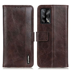 Leather Case Stands Flip Cover Holder M11L for Oppo A95 4G Brown