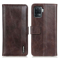 Leather Case Stands Flip Cover Holder M11L for Oppo F19 Pro Brown