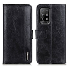 Leather Case Stands Flip Cover Holder M11L for Oppo F19 Pro+ Plus 5G Black