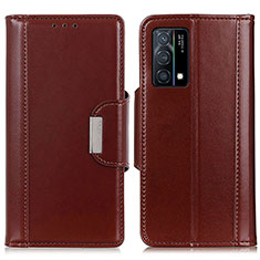 Leather Case Stands Flip Cover Holder M11L for Oppo K9 5G Brown