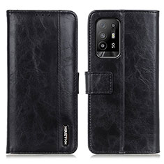 Leather Case Stands Flip Cover Holder M11L for Oppo Reno5 Z 5G Black