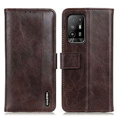 Leather Case Stands Flip Cover Holder M11L for Oppo Reno5 Z 5G Brown