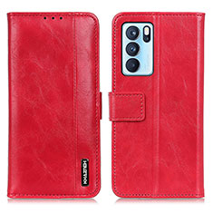 Leather Case Stands Flip Cover Holder M11L for Oppo Reno6 Pro 5G India Red
