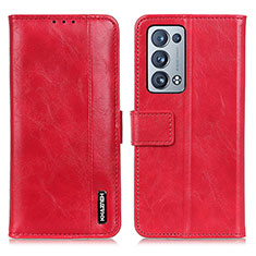 Leather Case Stands Flip Cover Holder M11L for Oppo Reno6 Pro+ Plus 5G Red