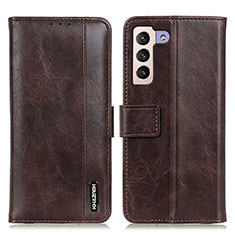 Leather Case Stands Flip Cover Holder M11L for Samsung Galaxy S22 5G Brown
