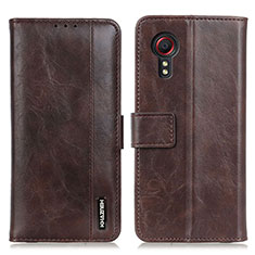 Leather Case Stands Flip Cover Holder M11L for Samsung Galaxy XCover 5 SM-G525F Brown
