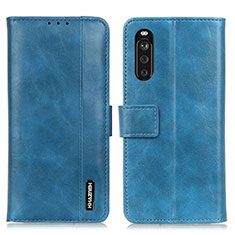 Leather Case Stands Flip Cover Holder M11L for Sony Xperia 10 III Blue