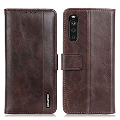 Leather Case Stands Flip Cover Holder M11L for Sony Xperia 10 III Brown