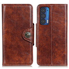 Leather Case Stands Flip Cover Holder M12L for Motorola Moto Edge (2021) 5G Brown