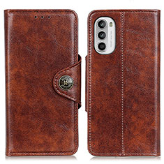 Leather Case Stands Flip Cover Holder M12L for Motorola Moto Edge (2022) 5G Brown