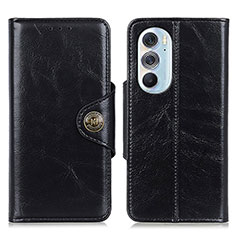 Leather Case Stands Flip Cover Holder M12L for Motorola Moto Edge Plus (2022) 5G Black