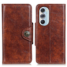 Leather Case Stands Flip Cover Holder M12L for Motorola Moto Edge Plus (2022) 5G Brown