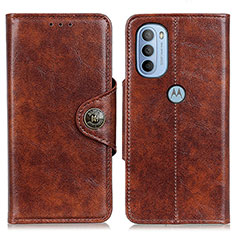 Leather Case Stands Flip Cover Holder M12L for Motorola Moto G31 Brown