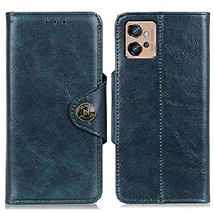Leather Case Stands Flip Cover Holder M12L for Motorola Moto G32 Blue