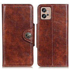 Leather Case Stands Flip Cover Holder M12L for Motorola Moto G32 Brown
