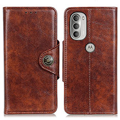 Leather Case Stands Flip Cover Holder M12L for Motorola Moto G51 5G Brown