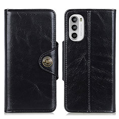 Leather Case Stands Flip Cover Holder M12L for Motorola MOTO G52 Black