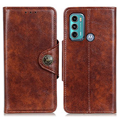 Leather Case Stands Flip Cover Holder M12L for Motorola Moto G60 Brown