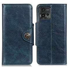 Leather Case Stands Flip Cover Holder M12L for Motorola Moto G72 Blue
