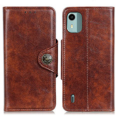 Leather Case Stands Flip Cover Holder M12L for Nokia C12 Brown