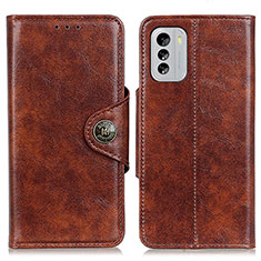 Leather Case Stands Flip Cover Holder M12L for Nokia G60 5G Brown