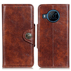 Leather Case Stands Flip Cover Holder M12L for Nokia X100 5G Brown