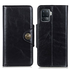 Leather Case Stands Flip Cover Holder M12L for Oppo A94 4G Black