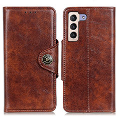 Leather Case Stands Flip Cover Holder M12L for Samsung Galaxy S22 Plus 5G Brown