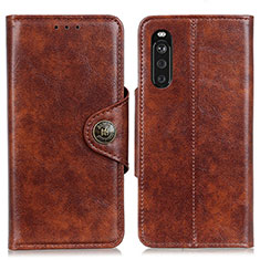 Leather Case Stands Flip Cover Holder M12L for Sony Xperia 10 III Brown