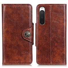 Leather Case Stands Flip Cover Holder M12L for Sony Xperia 10 IV Brown