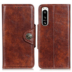 Leather Case Stands Flip Cover Holder M12L for Sony Xperia 5 IV Brown